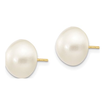 14K Yellow Gold Button Freshwater Cultured Pearl Mabe Stud Earrings – view 2