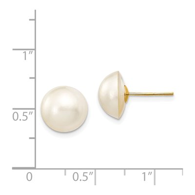 14K Yellow Gold Button Freshwater Cultured Pearl Mabe Stud Earrings – view 4
