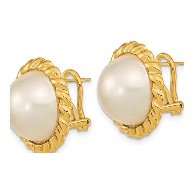 14K Yellow Gold Cultured Pearl Mabe Button Stud Earrings – view 2