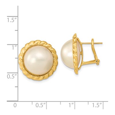 14K Yellow Gold Cultured Pearl Mabe Button Stud Earrings – view 4