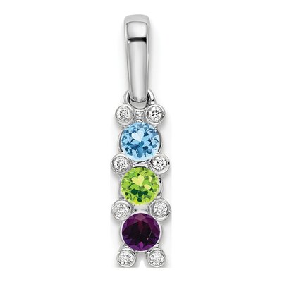 14K White Gold Diamond Personalized Family Pendant – view 2