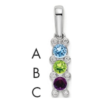 14K White Gold Diamond Personalized Family Pendant