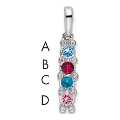 14K White Gold Diamond Personalized Family Pendant