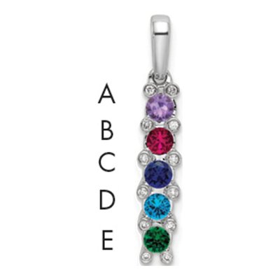 14K White Gold Diamond Family Pendant