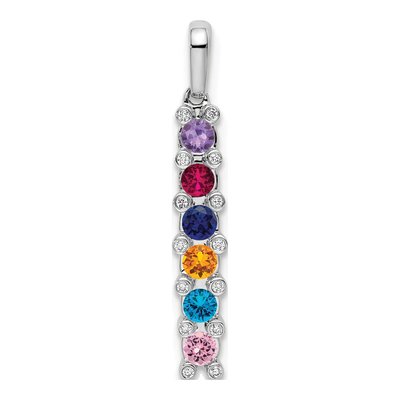 14K White Gold 1/20 ct tw Diamond Family Birthstone Pendant – view 2
