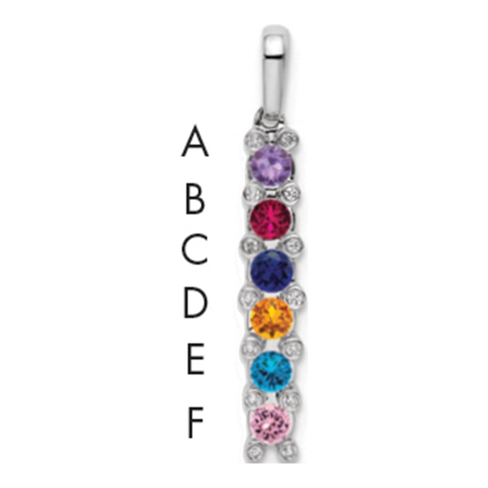 14K White Gold Rhodium-Plated Family Jewelry Genuine Stone & Diamond Set Pendant