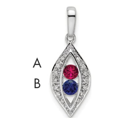 14K White Gold 1/15 ct tw Diamond Family Birthstone Pendant