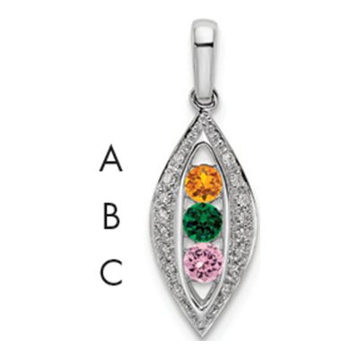 14K White Gold 1/15 ct tw Diamond Family Pendant