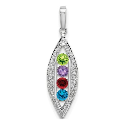 14K White Gold 0.09 ct tw Diamond Family Semi-Set Pendant – view 2
