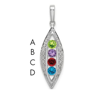14K White Gold 0.09 ct tw Diamond Personalized Family Pendant