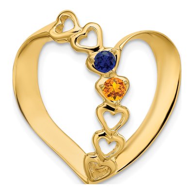 14K White Gold Family Heart Slide Pendant