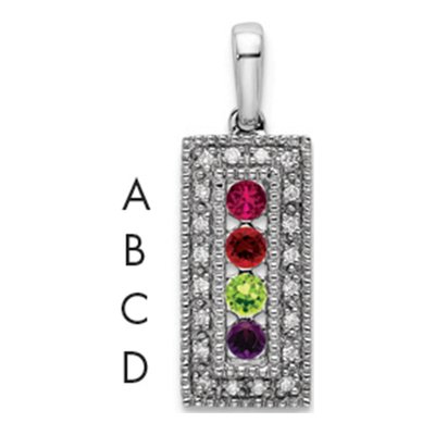 14K White Gold 1/15 ct tw Diamond Family Pendant