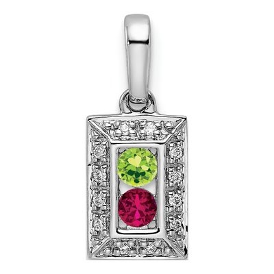 14K White Gold Diamond Family Birthstone Pendant – view 2
