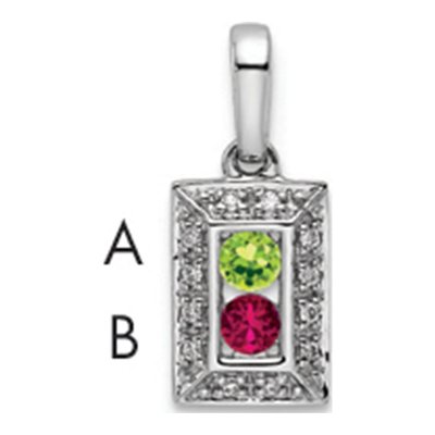 14K White Gold Diamond Family Birthstone Pendant