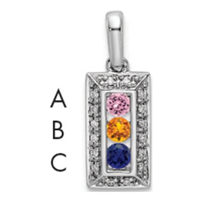 14K White Gold 1/20 ct tw Diamond Family Pendant