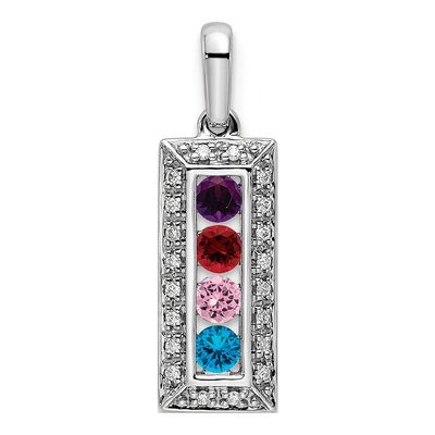 14K White Gold 1/20 ct tw Diamond Family Birthstone Pendant – view 2