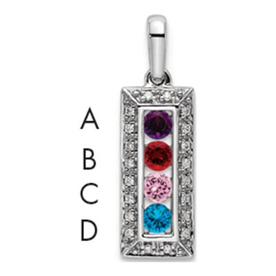 14K White Gold 1/20 ct tw Diamond Family Birthstone Pendant