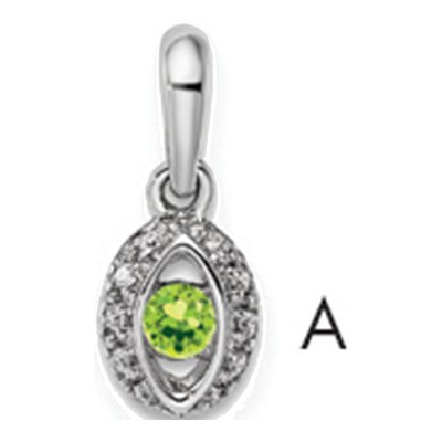 14K White Gold 1/20 ct tw Diamond Family Birthstone Pendant