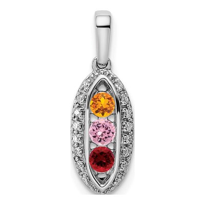 14K White Gold 1/15 ct tw Diamond Personalized Family Pendant – view 2