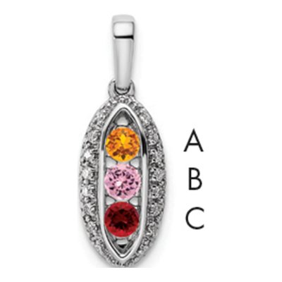 14K White Gold 1/15 ct tw Diamond Personalized Family Pendant