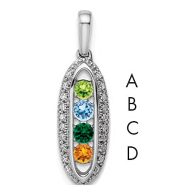 14K White Gold 0.09 ct tw Diamond Personalized Family Pendant