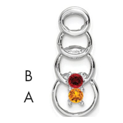 14K White Gold Personalized 2-Stone Family Pendant