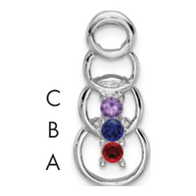 14K White Gold 3-Stone Family Pendant Mounting