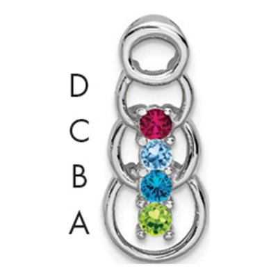 14K White Gold Personalized 4-Stone Family Pendant Mounting