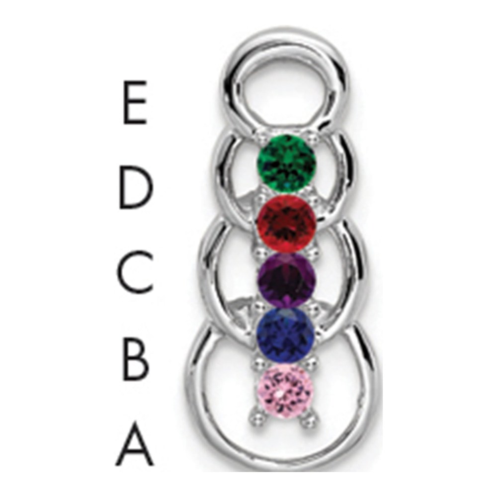 14K White Gold Rhodium-Plated 5 Synthetic Stone Family Pendant