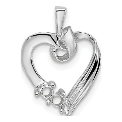 14K White Gold 2-Stone Family Pendant Mounting – view 3