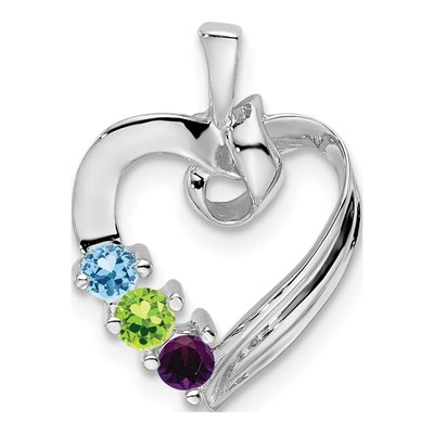 14K White Gold 3-Stone Family Pendant Mounting – view 2