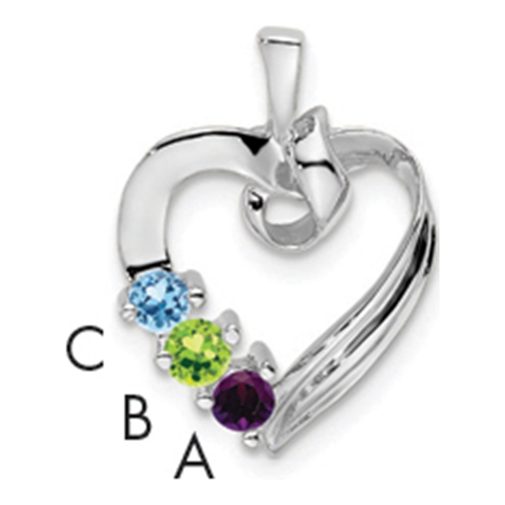 14K White Gold 3-Stone Family Pendant Mounting