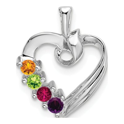 14K White Gold Personalized 4-Stone Family Pendant Mounting – view 2
