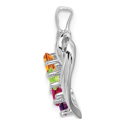 14K White Gold Personalized 4-Stone Family Pendant Mounting – view 3