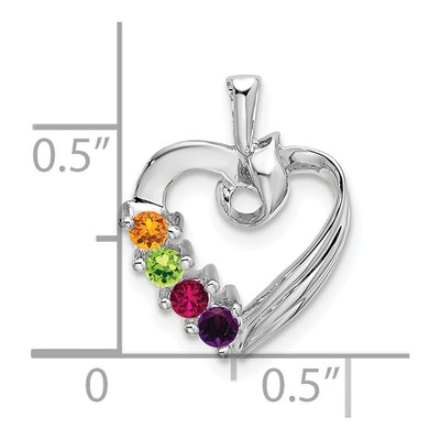 14K White Gold Personalized 4-Stone Family Pendant Mounting – view 4