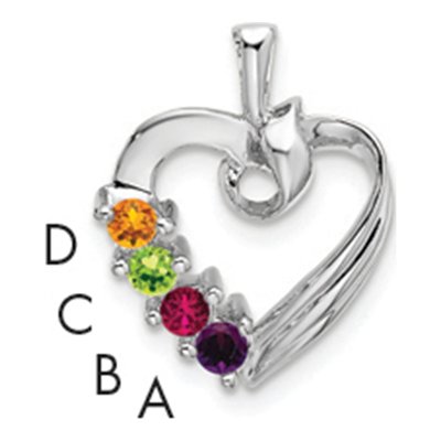 14K White Gold Personalized 4-Stone Family Pendant Mounting