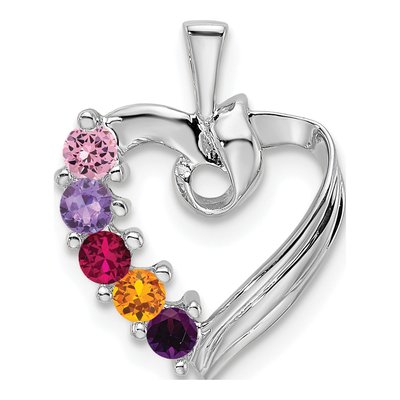 14K White Gold 5-Stone Family Pendant Mounting – view 2