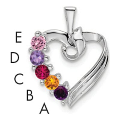 14K White Gold 5-Stone Family Pendant