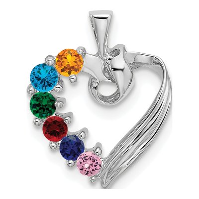 14K White Gold 6-Stone Personalized Family Pendant Mounting – view 2