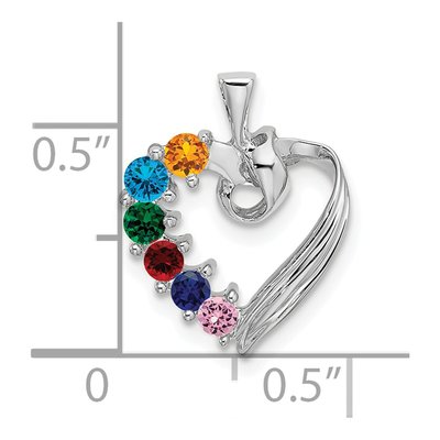 14K White Gold 6-Stone Personalized Family Pendant Mounting – view 4
