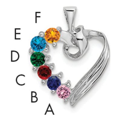 14K White Gold 6-Stone Personalized Family Pendant Mounting