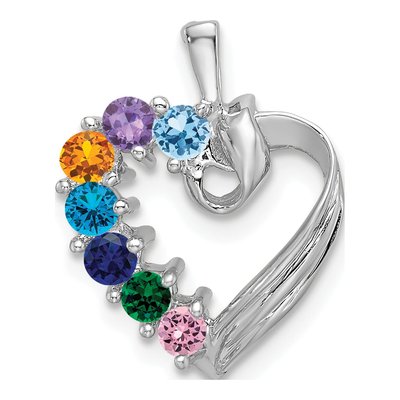 14K White Gold 7-Stone Family Pendant Mounting – view 2