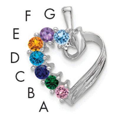 14K White Gold 7-Stone Family Pendant Mounting