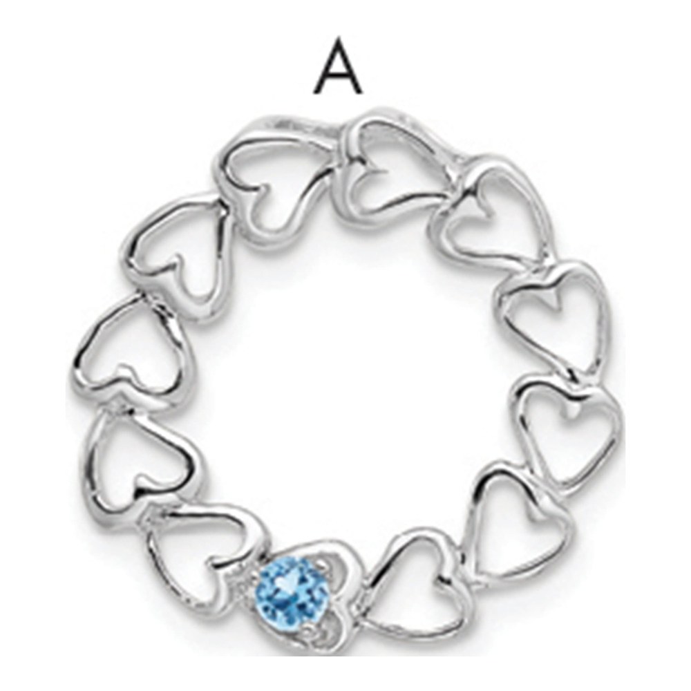 14K White Gold Rhodium-Plated 1 Genuine Stone Family Pendant
