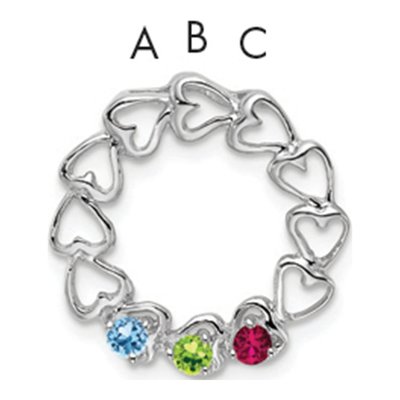 14K White Gold 3-Stone Family Pendant