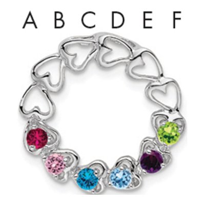 14K White Gold 6-Stone Family Pendant