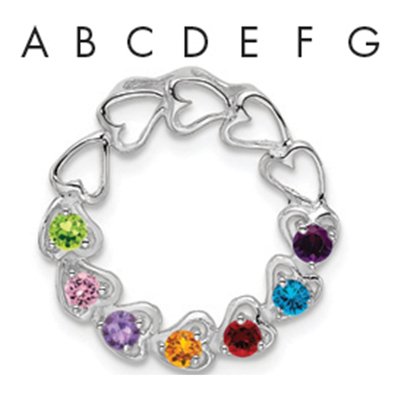 14K White Gold 7-Stone Family Pendant