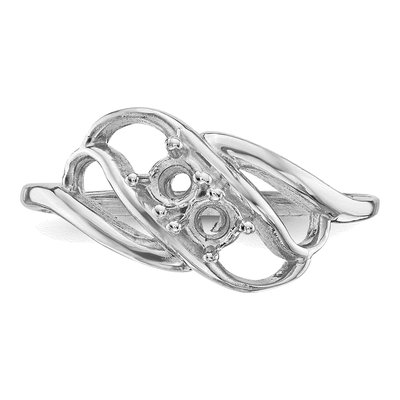 14K White Gold 2-Stone Mother's Ring Mounting – view 4