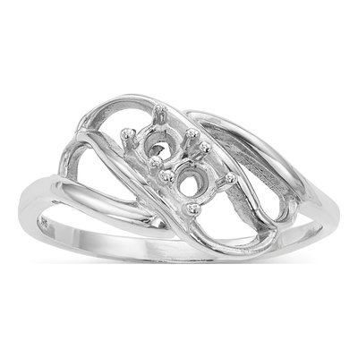 14K White Gold 2-Stone Mother's Ring Mounting
