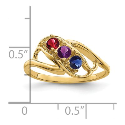 14K Yellow Gold 3-Stone Mother's Ring Mounting – view 6